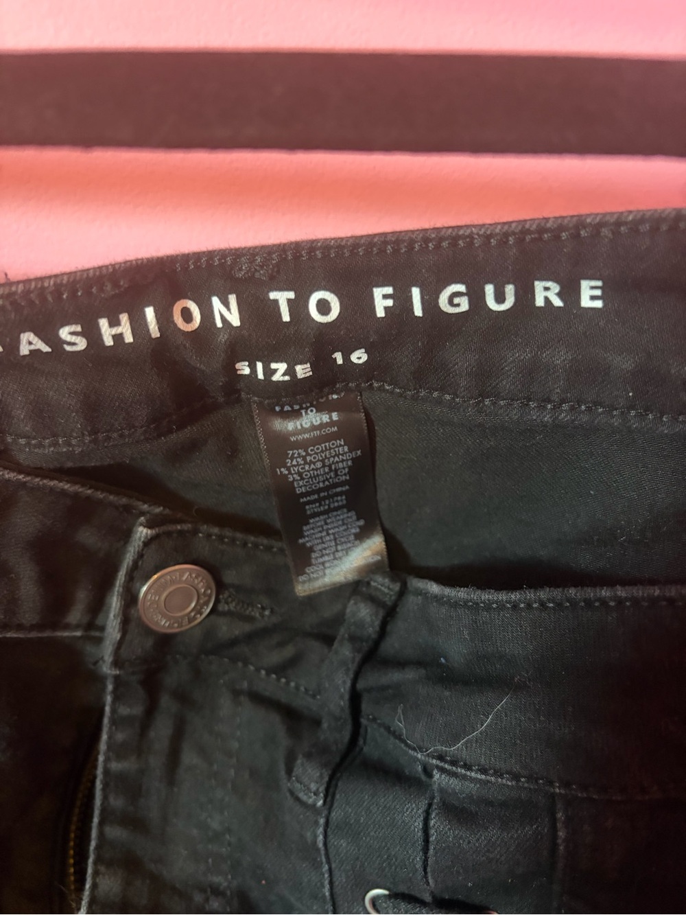 Fashion to Figure Black Lace-Up Skinny Jeans hemmed to 25 inch inseam - Picture 2 of 4